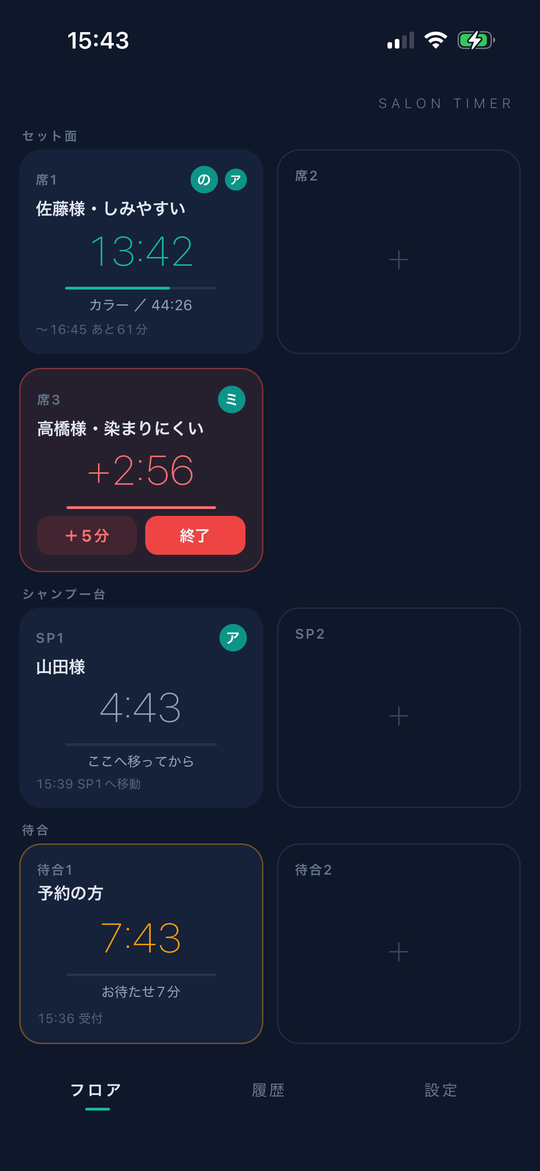フロアの時間がまるごと1画面