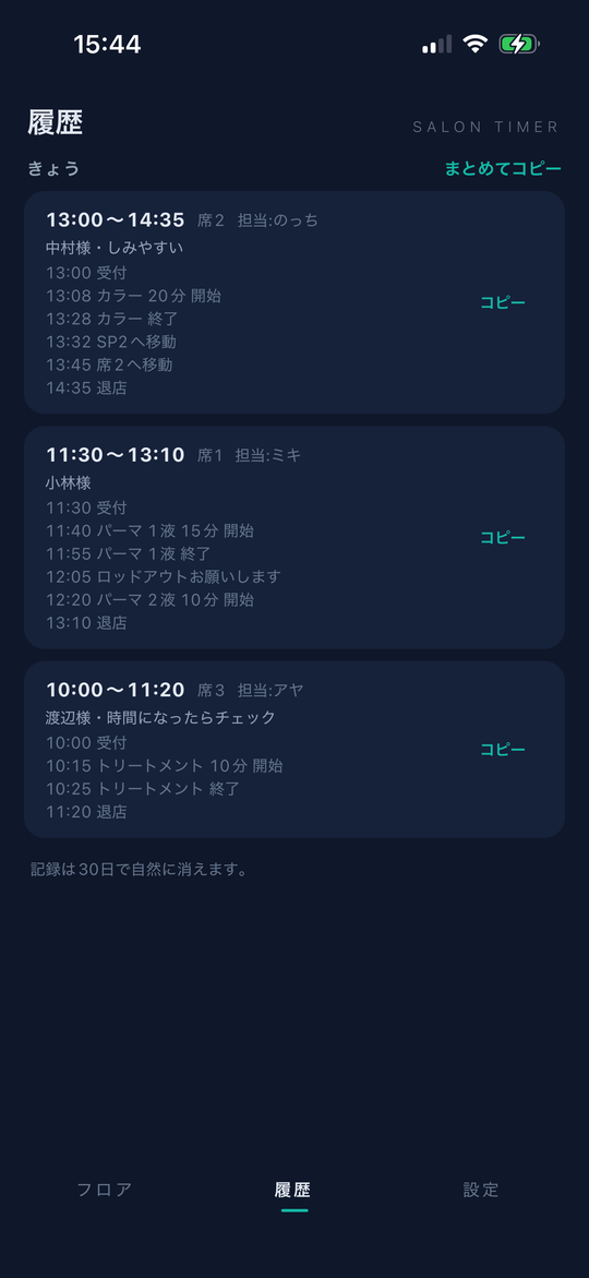 その日の流れがそのままカルテに